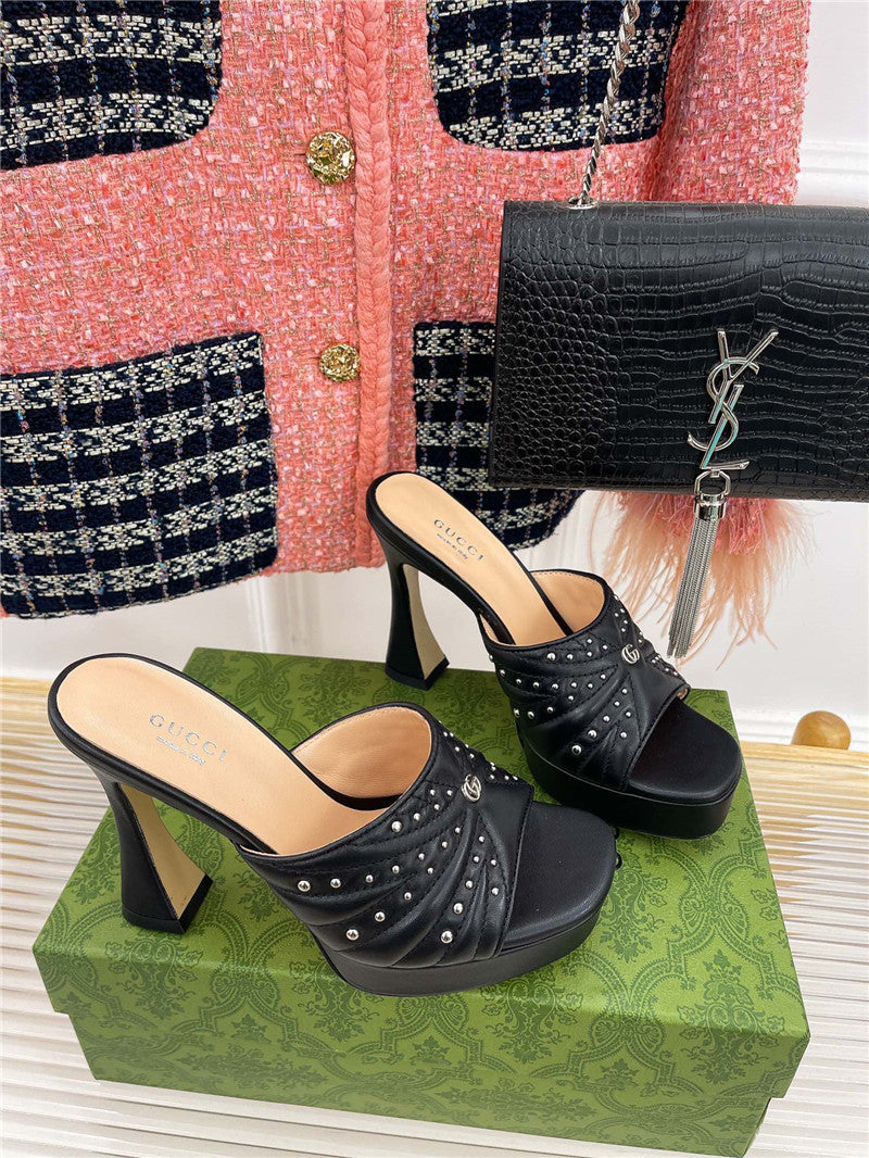 High Quality Luxury Gucci Platform Rivets High Heels – Style 53715