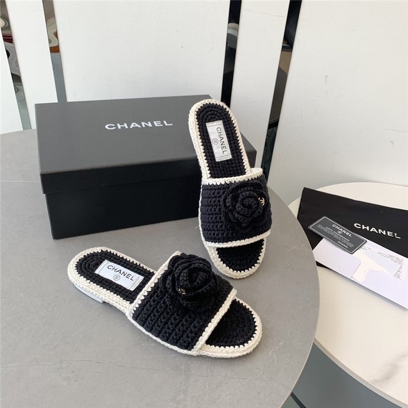 High Quality Luxury Chanel Crochet Honey Slippers
