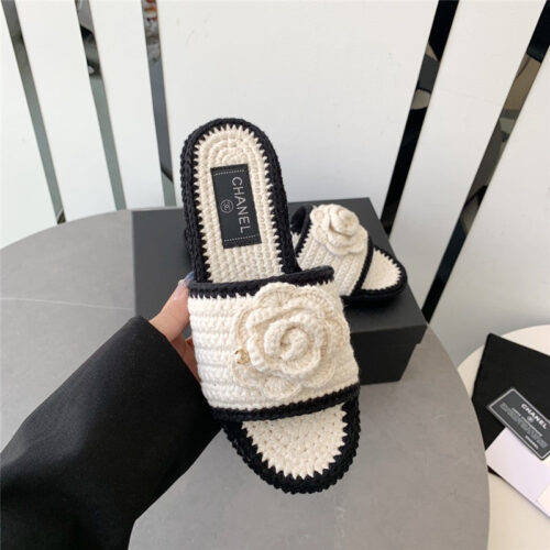 High Quality Luxury Chanel Crochet Honey Slippers – Style 37894 alternate view