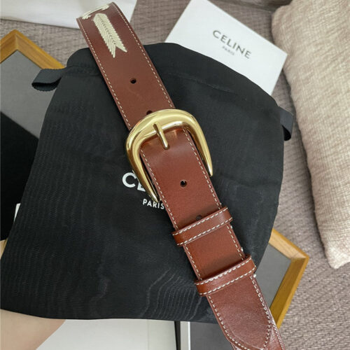 High Quality Luxury Celine Embroidered Belt In Vintage Calfskin – Style 38528 product detail