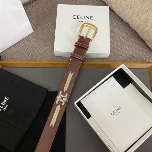 High Quality Luxury Celine Embroidered Belt In Vintage Calfskin – Style 38528 product detail