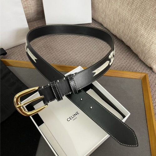 High Quality Luxury Celine Embroidered Belt In Vintage Calfskin – Style 83046 product detail