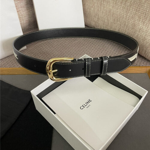 High Quality Luxury Celine Embroidered Belt In Vintage Calfskin – Style 83046