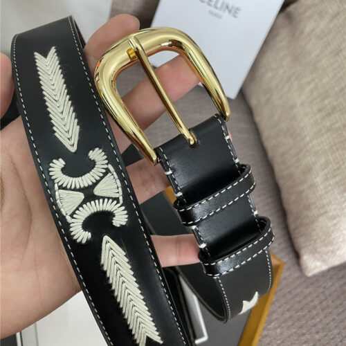 High Quality Luxury Celine Embroidered Belt In Vintage Calfskin – Style 83046 product detail