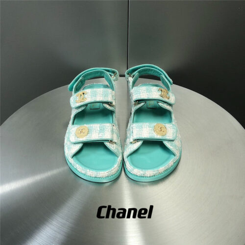 High Quality Luxury Chanel Wool Velcro Beach Sandals – Style 61638 alternate view