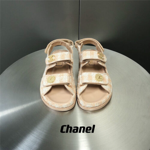 High Quality Luxury Chanel Wool Velcro Beach Sandals – Style 94406 alternate view