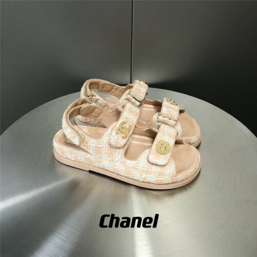 High Quality Luxury Chanel Wool Velcro Beach Sandals – Style 94406