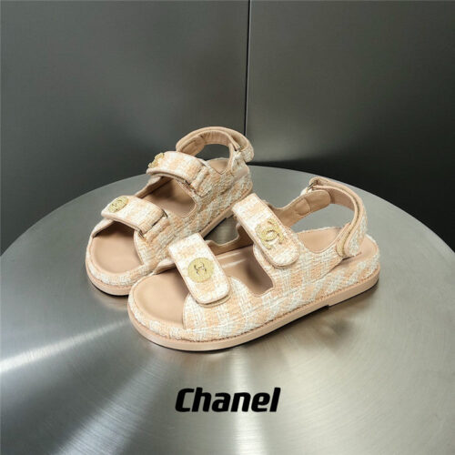 High Quality Luxury Chanel Wool Velcro Beach Sandals – Style 94406 product detail