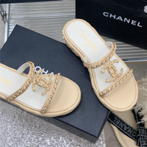 High Quality Luxury Chanel New Silk Sheepskin Slippers – Style 72006 product detail