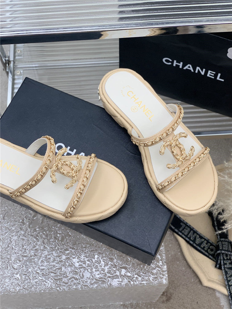 High Quality Luxury Chanel New Silk Sheepskin Slippers – Style 72006 product detail
