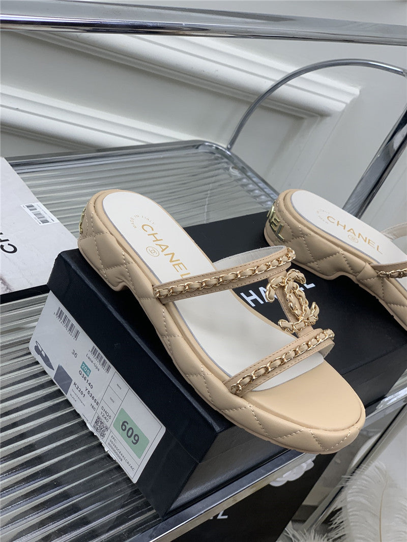 High Quality Luxury Chanel New Silk Sheepskin Slippers – Style 72006 product detail