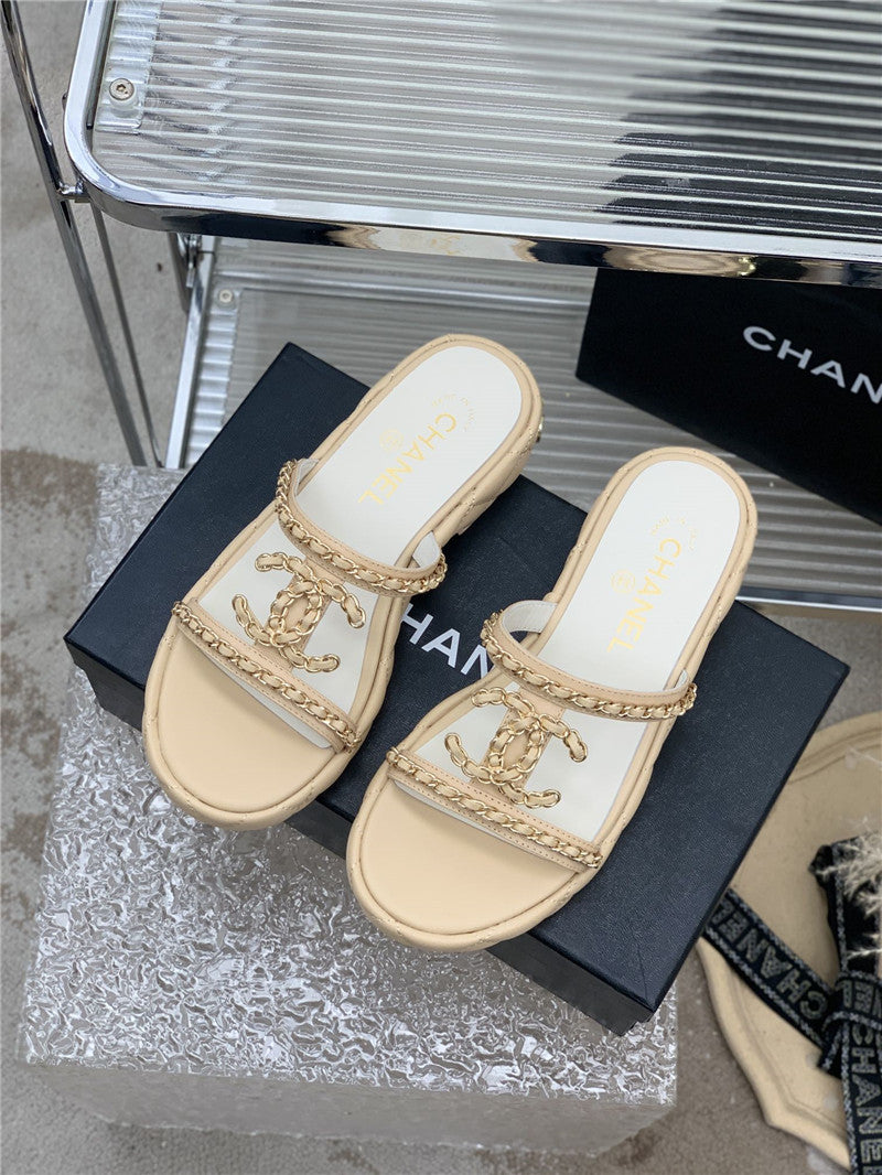 High Quality Luxury Chanel New Silk Sheepskin Slippers – Style 72006