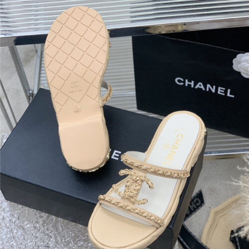 High Quality Luxury Chanel New Silk Sheepskin Slippers – Style 72006 product detail