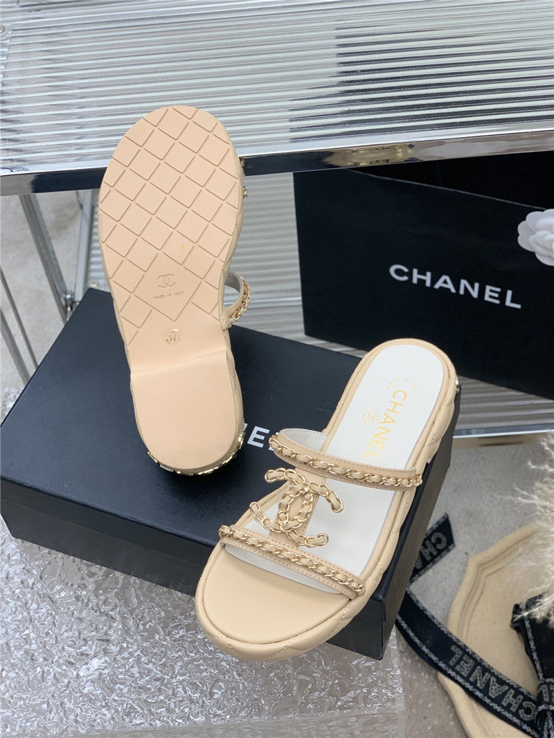 High Quality Luxury Chanel New Silk Sheepskin Slippers – Style 72006 product detail