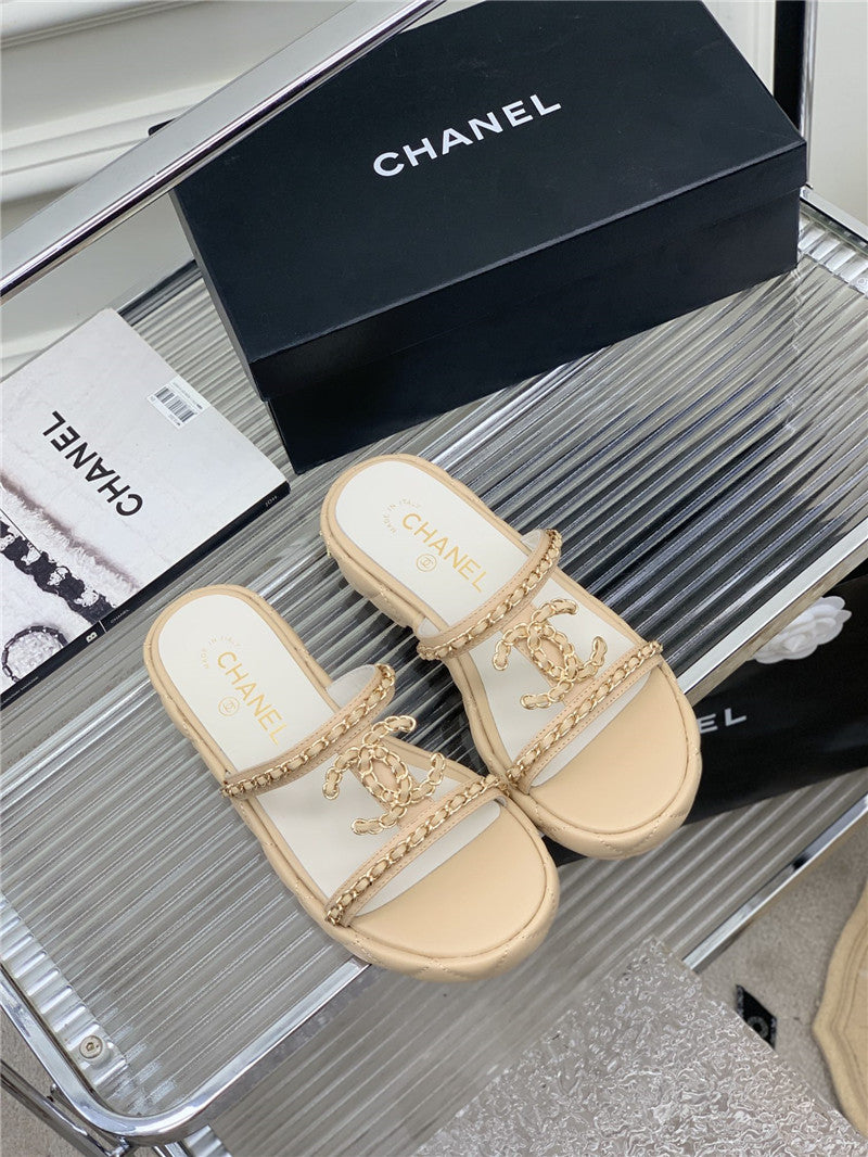High Quality Luxury Chanel New Silk Sheepskin Slippers – Style 72006 product detail