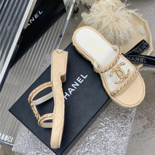 High Quality Luxury Chanel New Silk Sheepskin Slippers – Style 72006 product detail
