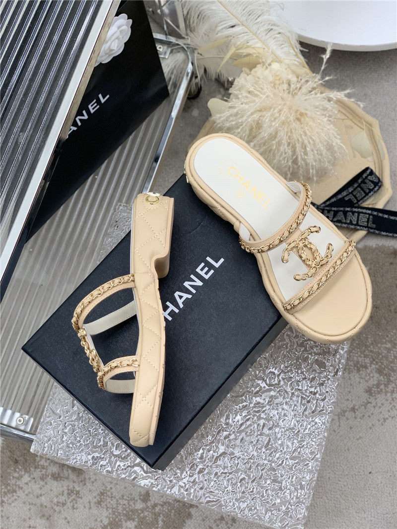 High Quality Luxury Chanel New Silk Sheepskin Slippers – Style 72006 product detail