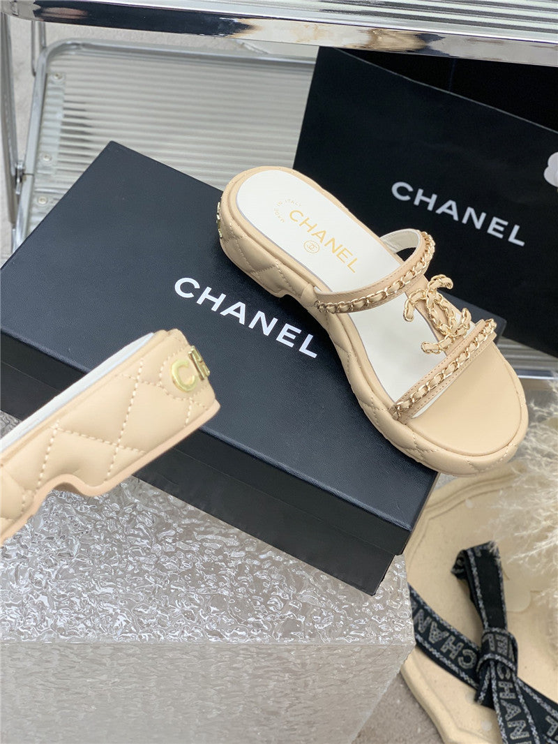 High Quality Luxury Chanel New Silk Sheepskin Slippers – Style 72006 product detail