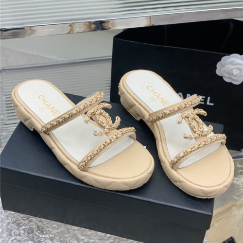 High Quality Luxury Chanel New Silk Sheepskin Slippers – Style 72006 alternate view