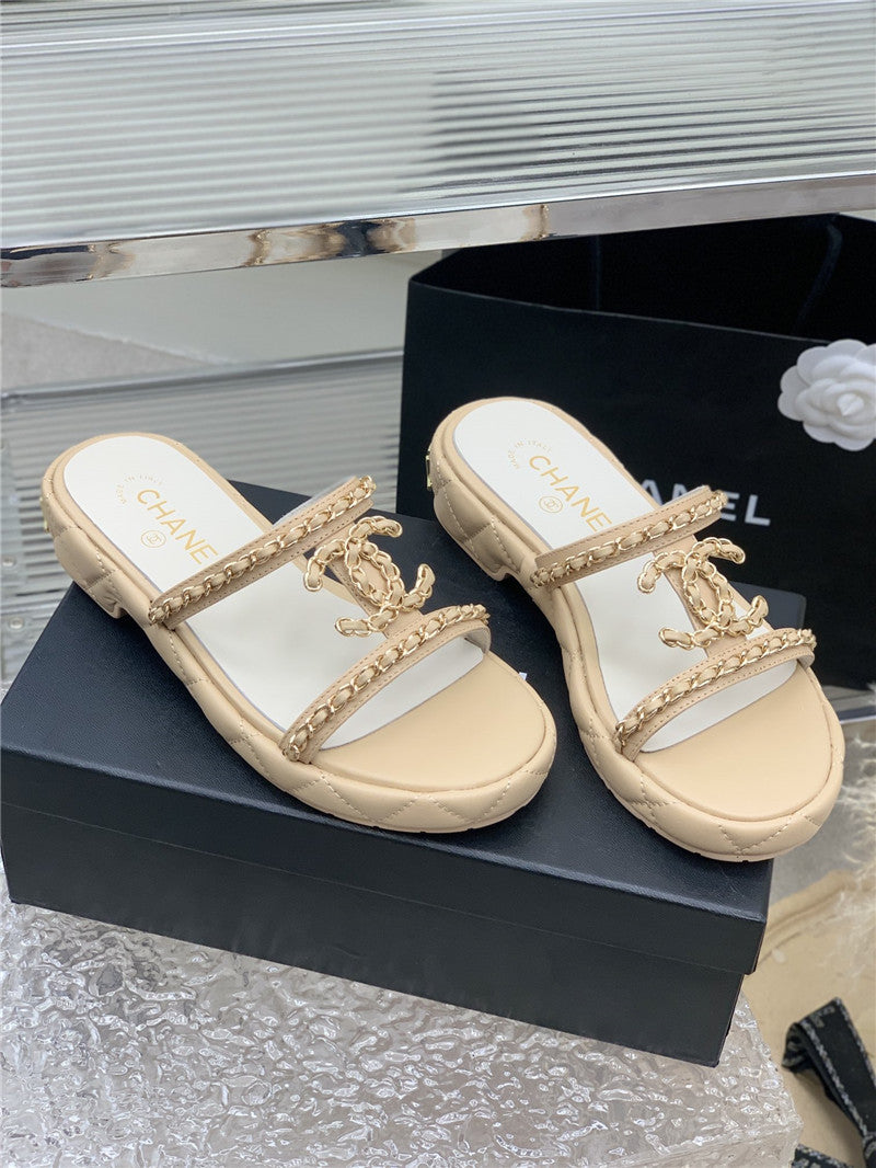 High Quality Luxury Chanel New Silk Sheepskin Slippers – Style 72006 product detail