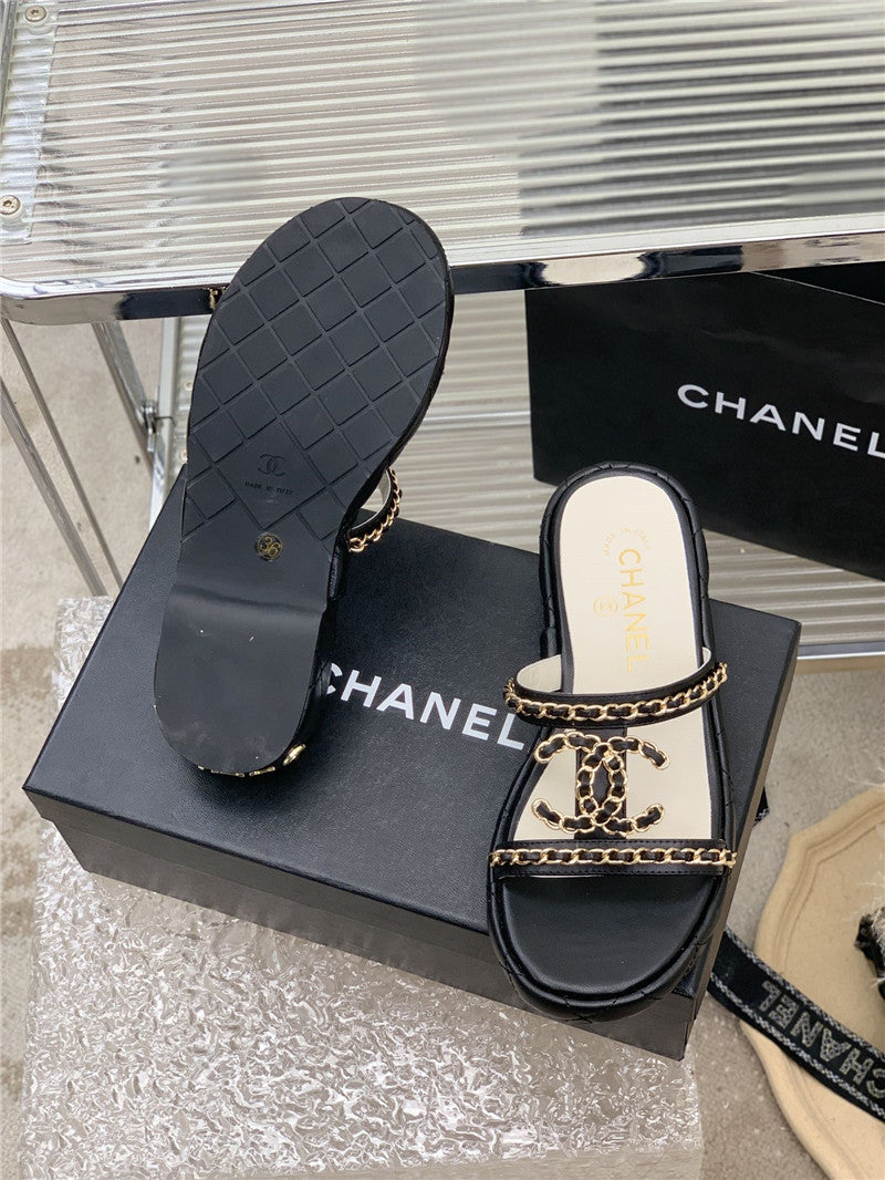High Quality Luxury Chanel New Silk Sheepskin Slippers – Style 78790 product detail