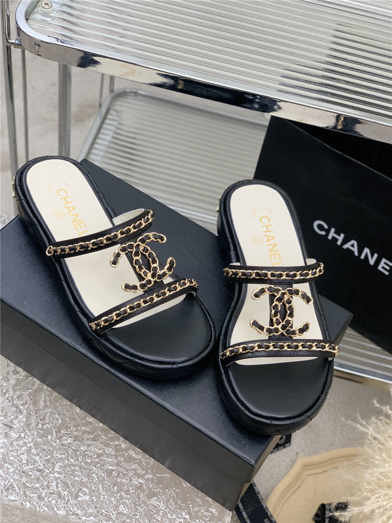 High Quality Luxury Chanel New Silk Sheepskin Slippers – Style 78790 product detail