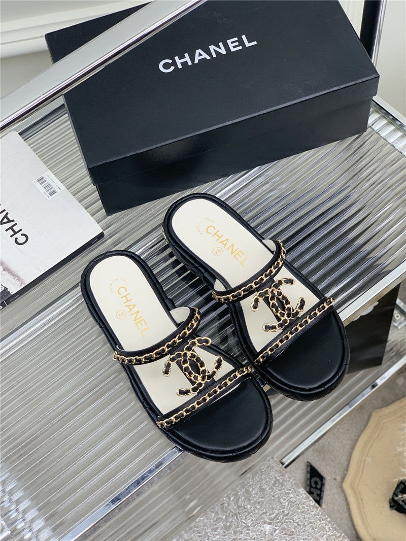 High Quality Luxury Chanel New Silk Sheepskin Slippers – Style 78790 product detail