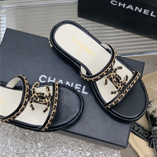 High Quality Luxury Chanel New Silk Sheepskin Slippers – Style 78790 product detail