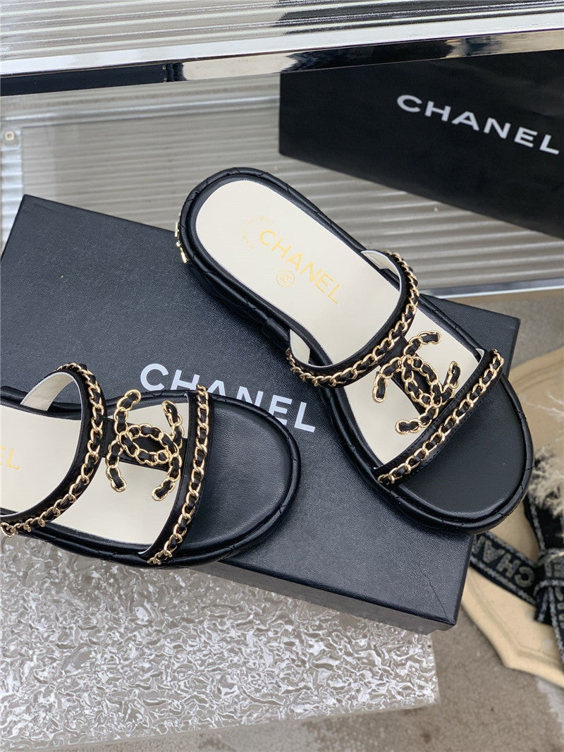 High Quality Luxury Chanel New Silk Sheepskin Slippers – Style 78790 product detail