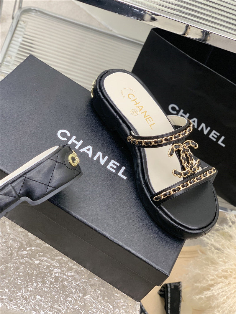 High Quality Luxury Chanel New Silk Sheepskin Slippers – Style 78790 product detail