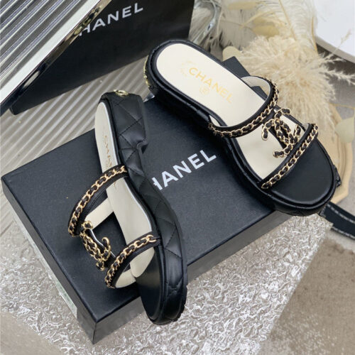 High Quality Luxury Chanel New Silk Sheepskin Slippers – Style 78790 product detail