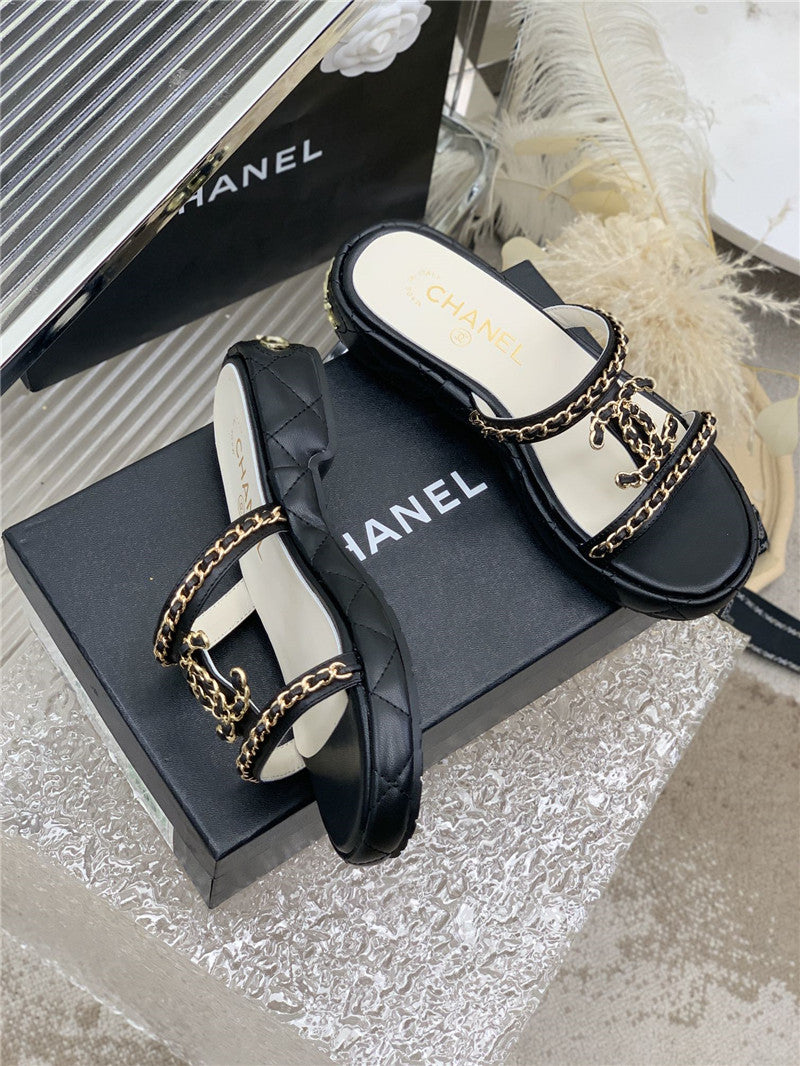 High Quality Luxury Chanel New Silk Sheepskin Slippers – Style 78790 product detail