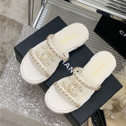 High Quality Luxury Chanel New Silk Sheepskin Slippers
