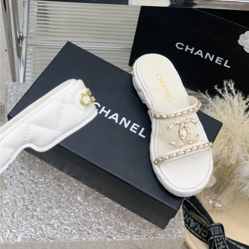 High Quality Luxury Chanel New Silk Sheepskin Slippers product detail
