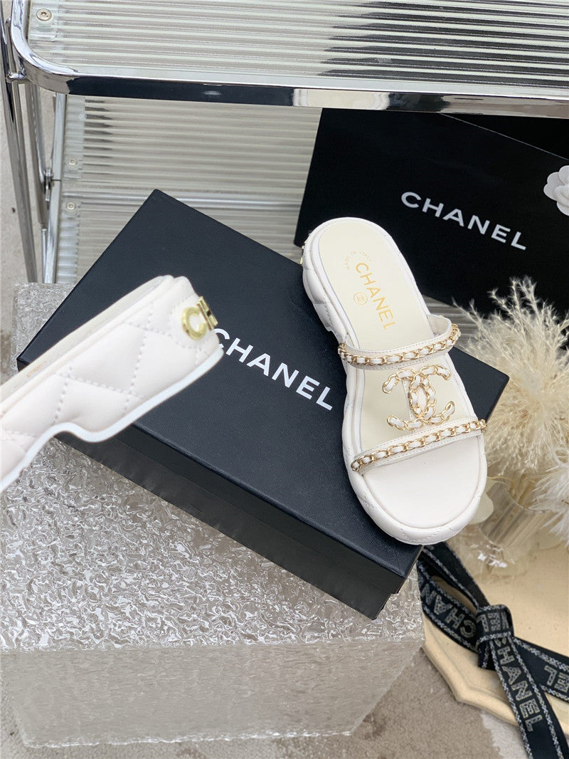 High Quality Luxury Chanel New Silk Sheepskin Slippers product detail