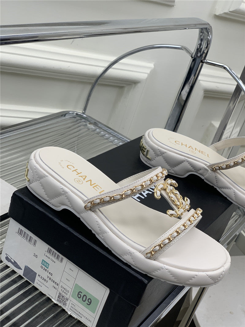 High Quality Luxury Chanel New Silk Sheepskin Slippers product detail