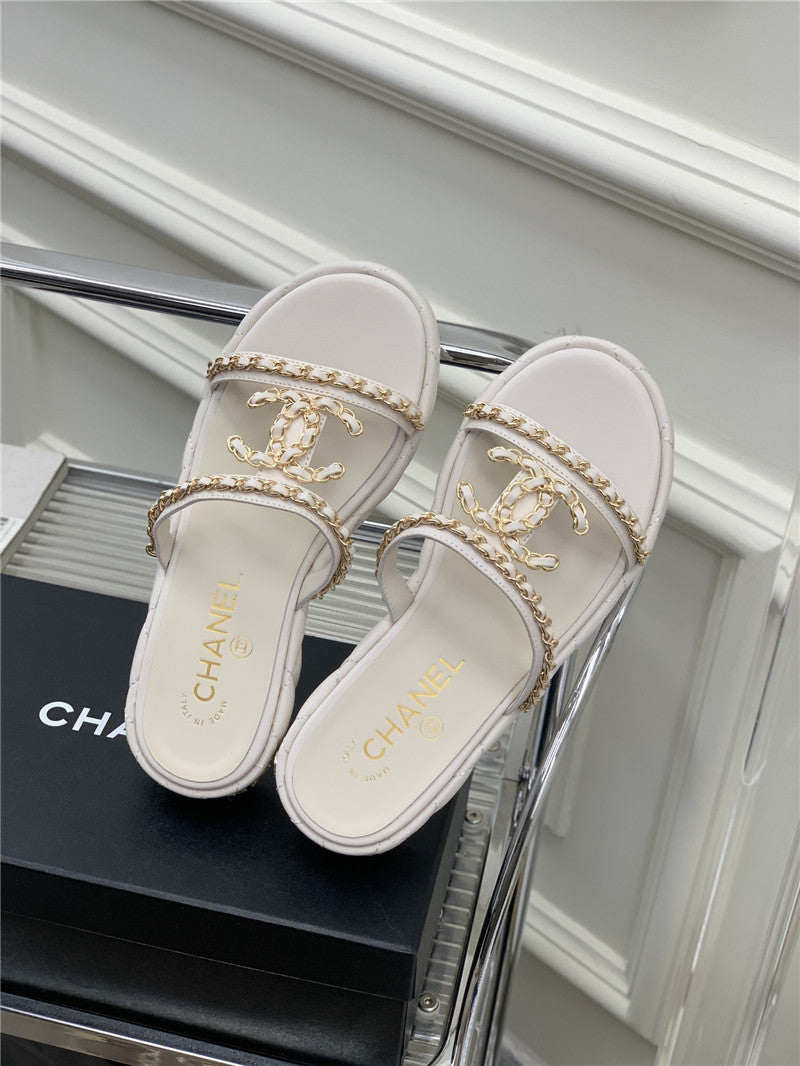 High Quality Luxury Chanel New Silk Sheepskin Slippers product detail