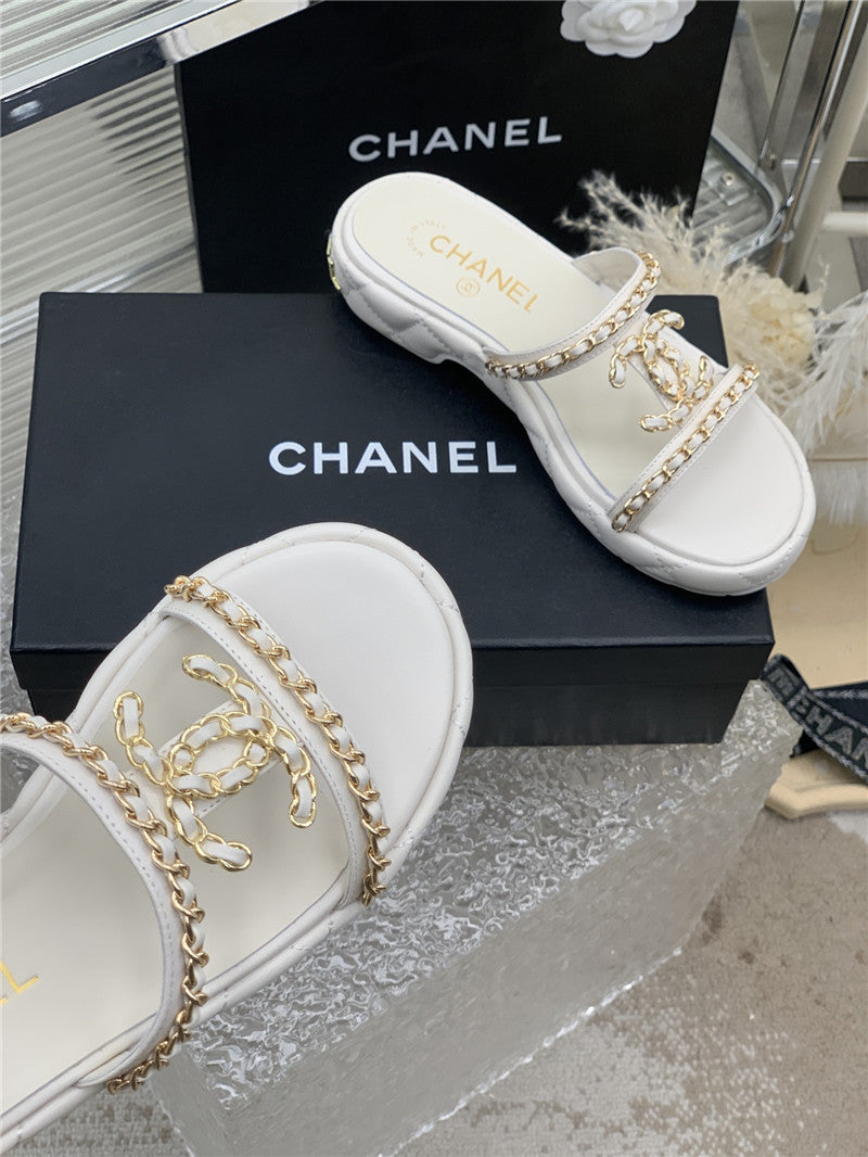 High Quality Luxury Chanel New Silk Sheepskin Slippers product detail