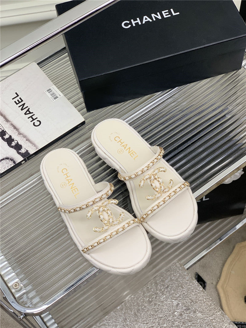 High Quality Luxury Chanel New Silk Sheepskin Slippers product detail