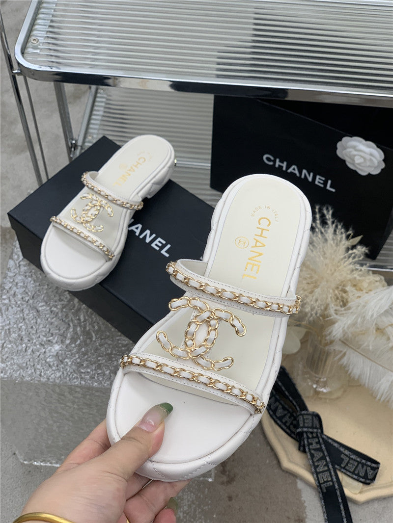 High Quality Luxury Chanel New Silk Sheepskin Slippers product detail