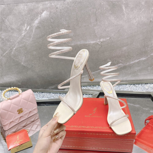 High Quality Luxury Rene Caovilla Diagonal Strap Rhinestone Inlaid Sandals product detail