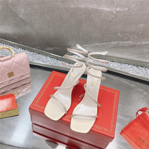 High Quality Luxury Rene Caovilla Diagonal Strap Rhinestone Inlaid Sandals product detail