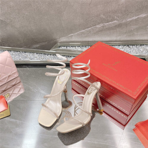 High Quality Luxury Rene Caovilla Diagonal Strap Rhinestone Inlaid Sandals product detail