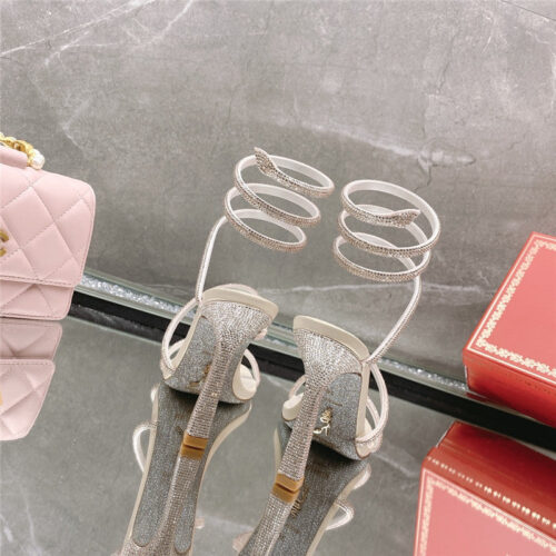 High Quality Luxury Rene Caovilla Diagonal Strap Rhinestone Inlaid Sandals product detail