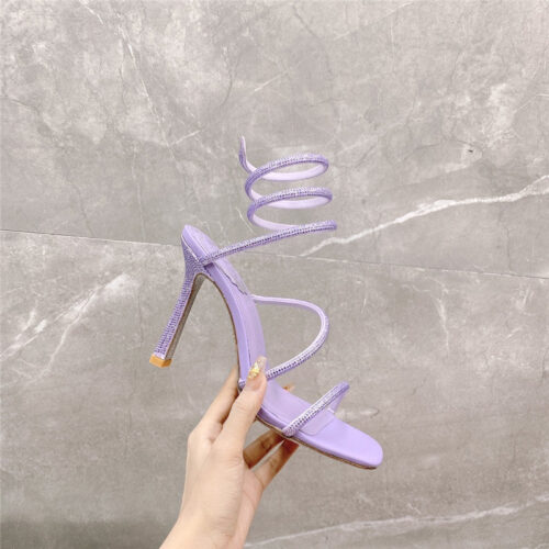 High Quality Luxury Rene Caovilla Diagonal Strap Rhinestone Inlaid Sandals – Style 13094 alternate view