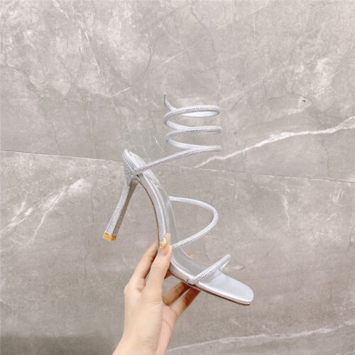 High Quality Luxury Rene Caovilla Diagonal Strap Rhinestone Inlaid Sandals – Style 76934 alternate view