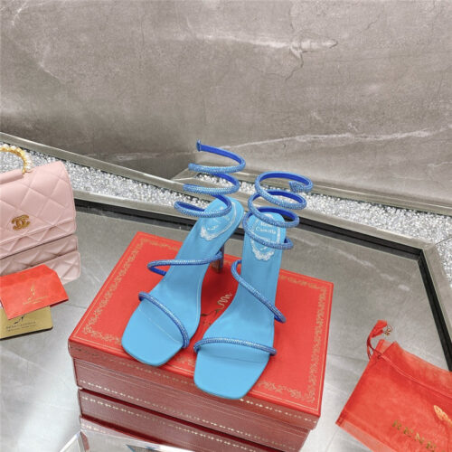 High Quality Luxury Rene Caovilla Diagonal Strap Rhinestone Inlaid Sandals – Style 73542 product detail