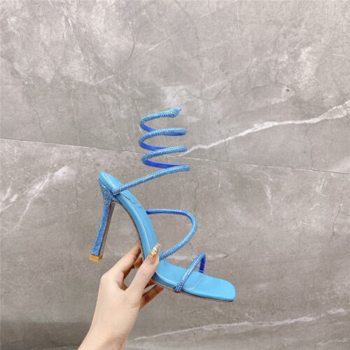 High Quality Luxury Rene Caovilla Diagonal Strap Rhinestone Inlaid Sandals – Style 73542 alternate view