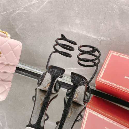 High Quality Luxury Rene Caovilla Diagonal Strap Rhinestone Inlaid Sandals – Style 71846 product detail