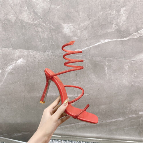High Quality Luxury Rene Caovilla Diagonal Strap Rhinestone Inlaid Sandals – Style 02918 alternate view